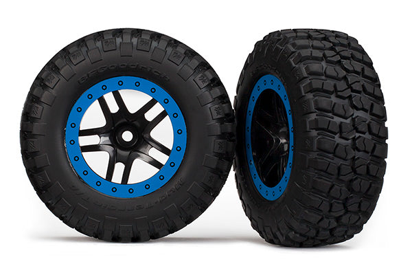 5883A TRAXXAS TYRE & WHEEL GLUED (SCT SS BLK/BLUE 4WD)