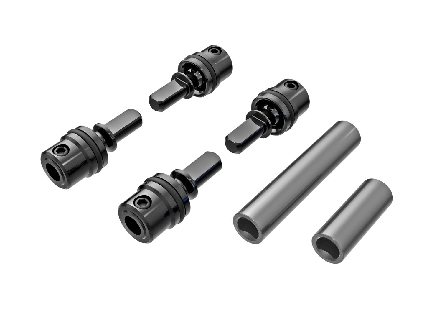 9751-GRAY TRAXXAS GRAY DRIVESHAFTS CENTER MALE (STEEL) (4)/ DRIVESHAFTS CENTER FEMALE 6061-T6 ALUMINUM