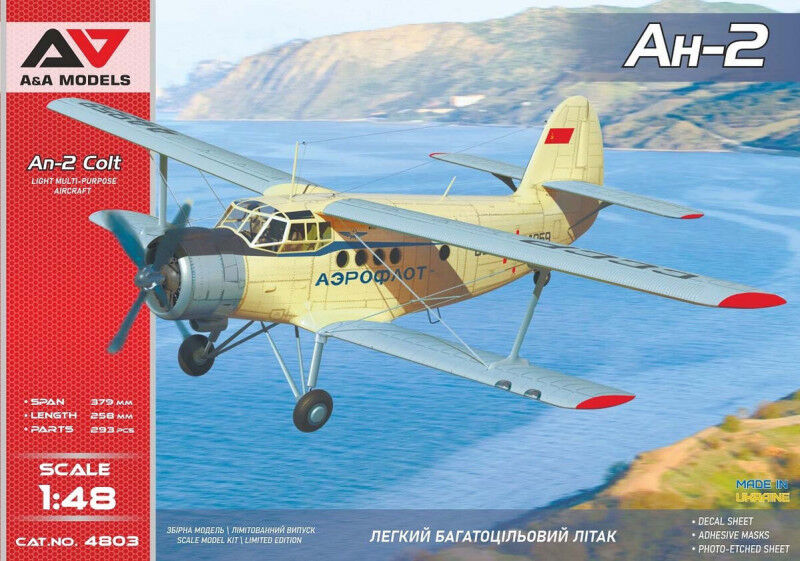 A&A Models 1/48 An-2 "Colt" Utility biplane (USSR/ Ukraine ) Plastic Model Kit AAM4803