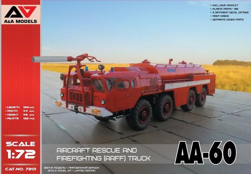 A&A Models 1/72 AA-60 Airport Firefighting truck Plastic Model Kit AAM7201
