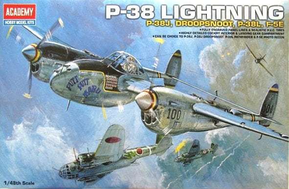 ACA-12282 Academy 1/48 P-38 Combination Version Lightning Plastic Model Kit [12282]