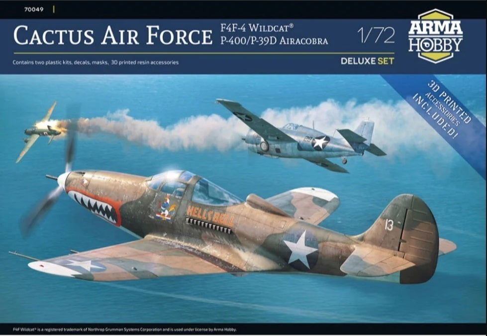 Arma Hobby 1/72 Cactus Air Force F4F-4 Wildcat® and P-400/P-39D Airacobra over Guadalcanal Plastic Model Kit