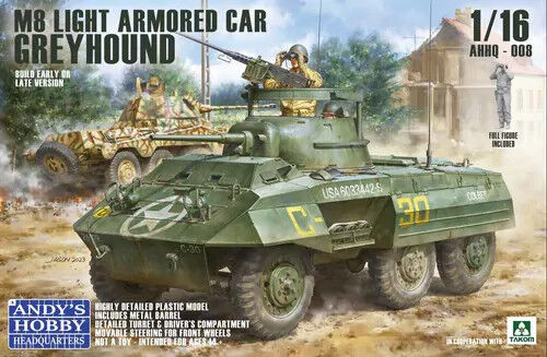 Andy's Hobby HQ 1/16 M8 Greyhound US Light Armoured Car Plastic Model Kit AHHQ-008