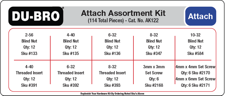 AK122 Attachments Assortment Kit (114 pcs set) DUBRO