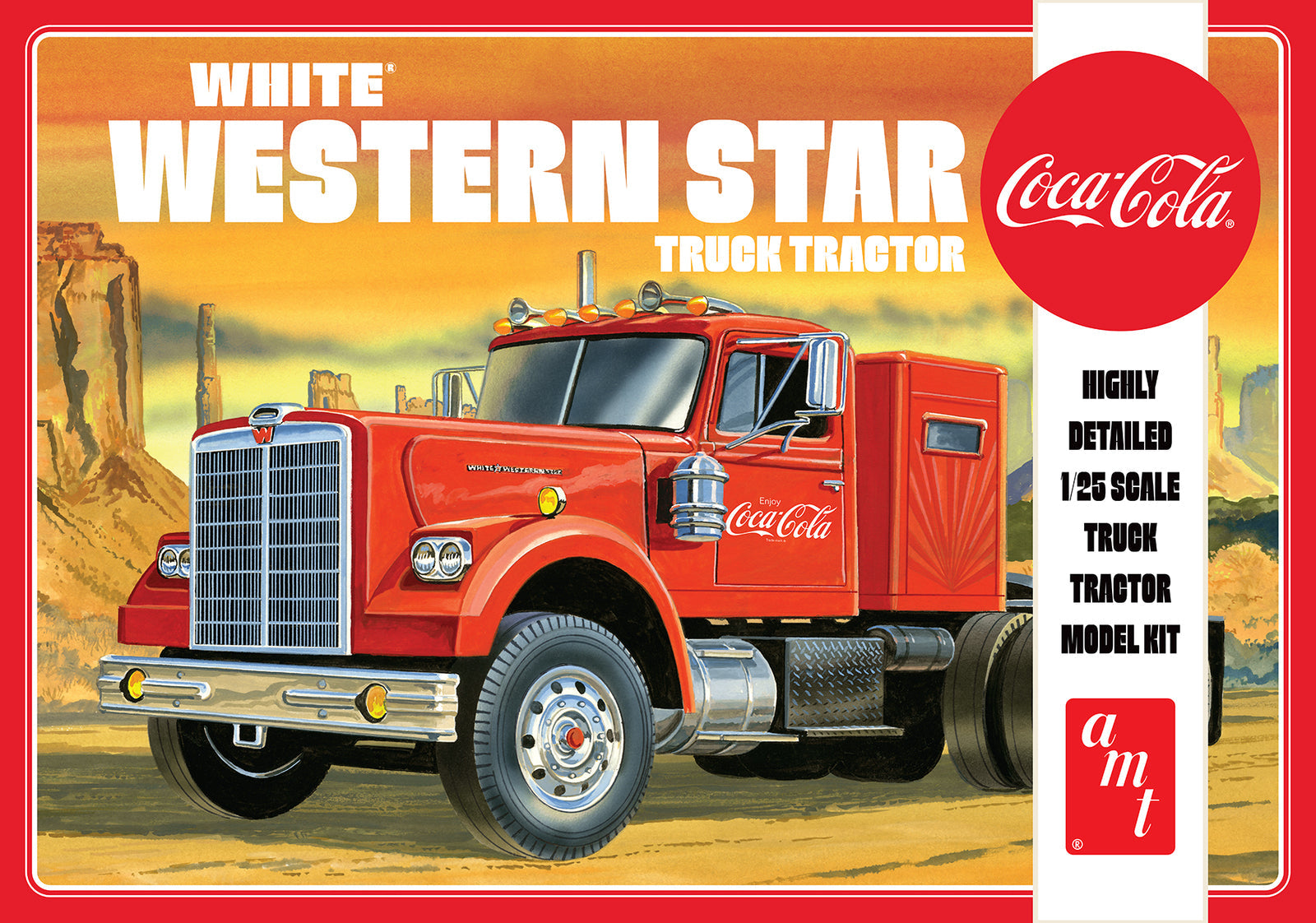 AMT1160 AMT 1/25 White Western Star Semi Tractor (Coca Cola) Plastic Model Kit AMT