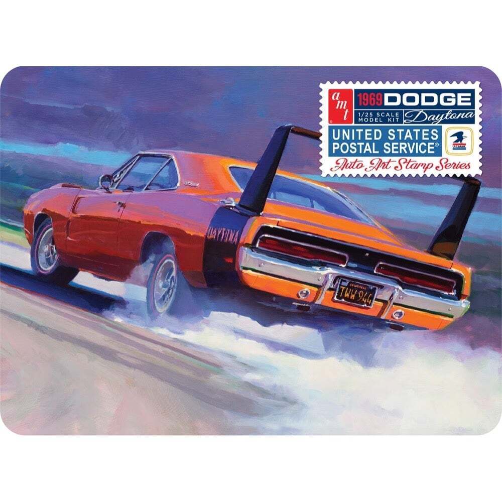 AMT1232 AMT 1/25 1969 Dodge Charger Daytona (USPS Stamp Series Collector Tin) Plastic Model Kit AMT