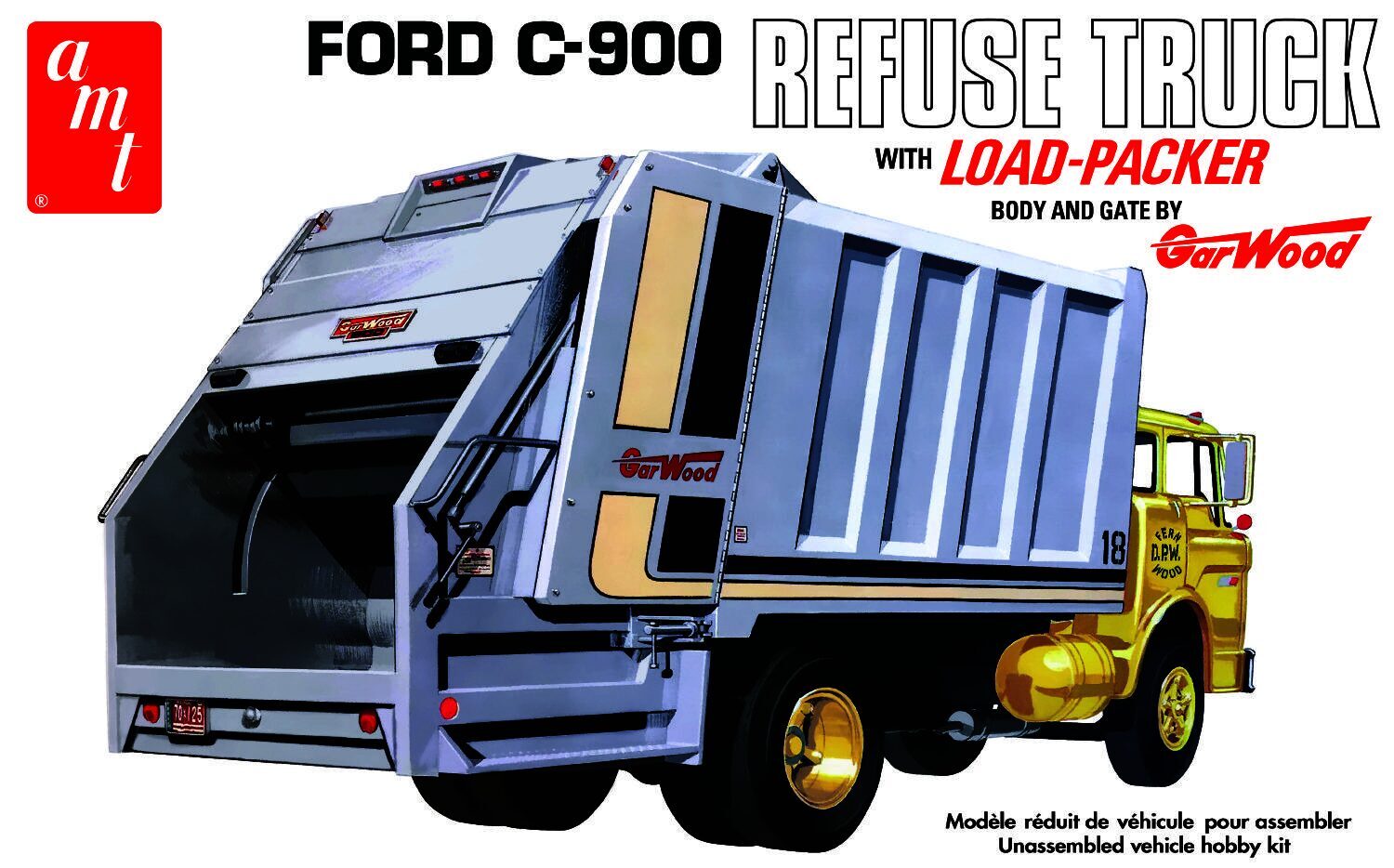 AMT1247 AMT 1/25 Ford C-900 Gar Wood Load Packer Garbage Truck Plastic Model Kit AMT