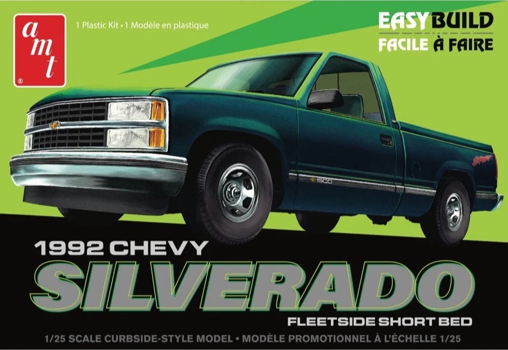 AMT1408M AMT 1/25 1992 Chevrolet Silverado Shortbed Fleetside Pickup Easy Build Plastic Model Kit AMT