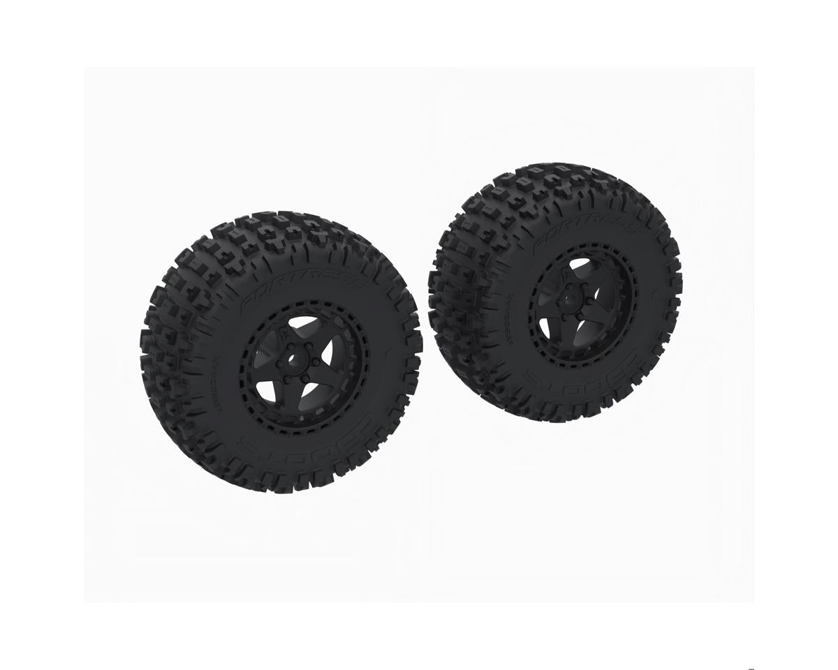 Arrma DBoots Fortress SC Tyres on Black Wheels, 2pcs ARA-1616