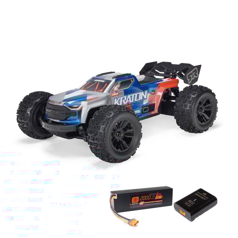 Arrma Mini Kraton 3S BLX 4X4 1/16 RTR Brushless Speed Monster Truck (Red/Blue) ARA2508ST1