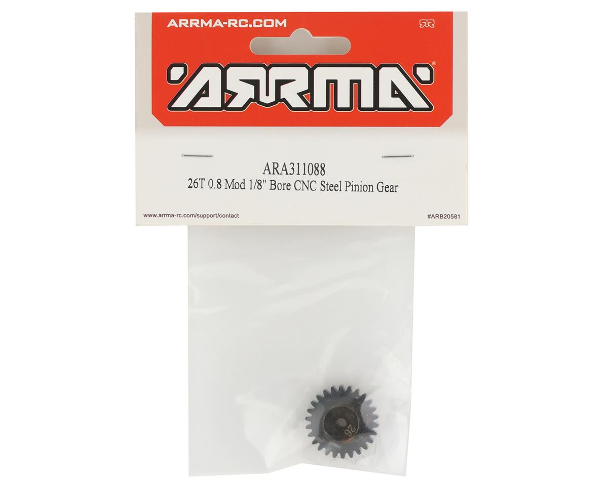 ARA311088 Arrma 26T 0.8Mod 1/8 Bore CNC Steel Pinion Gear, AR311088 ARRMA