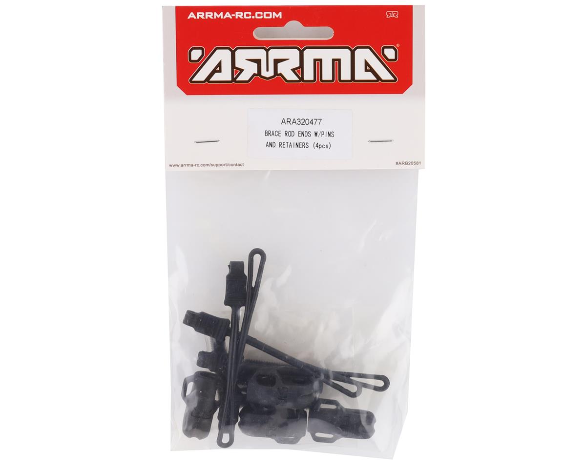 ARA320477 Arrma Brace Rod Ends with Pins and Retainers, 4pcs, 8S BLX, AR320477 ARRMA