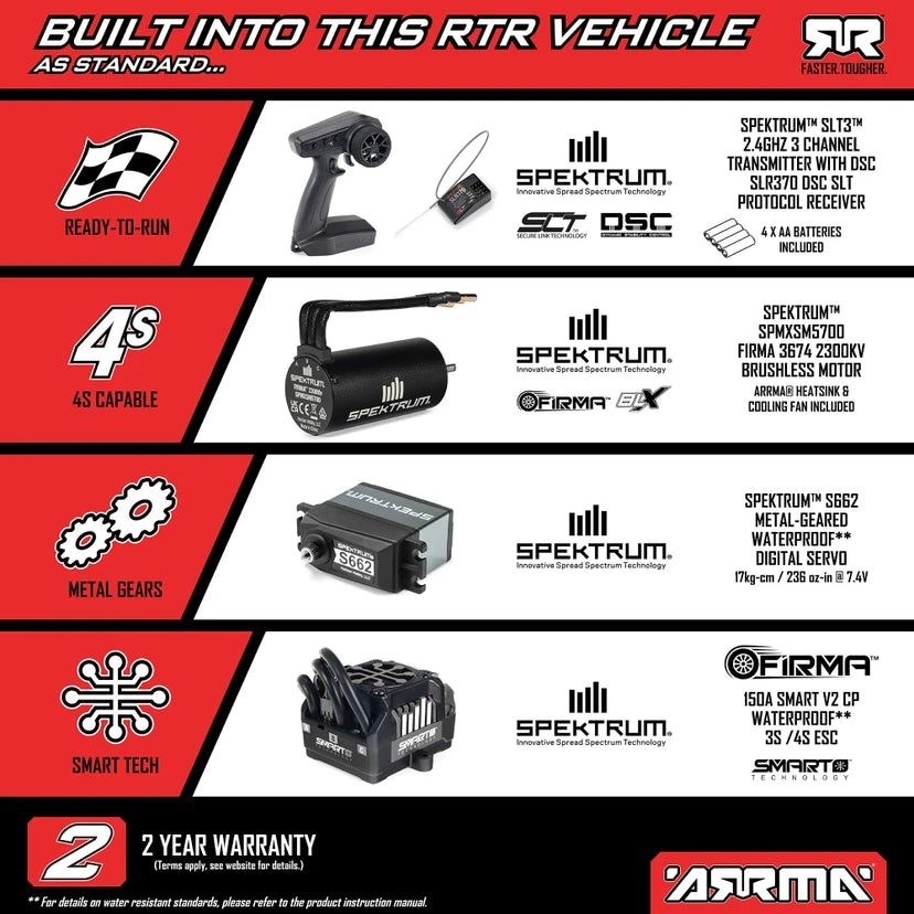 Arrma Quake 4S BLX 1/8 4X4 Monster Truck, RTR, Black/Red ARA4437T1 Due Mid Dec (Copy)