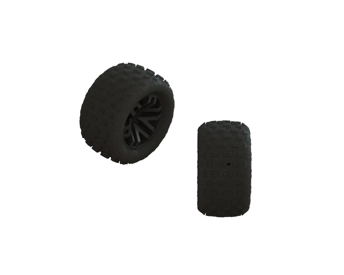 ARA550112 Arrma dBoots 'FORTRESS' Tyre Set Glued on Black Rims, 2pcs ARRMA
