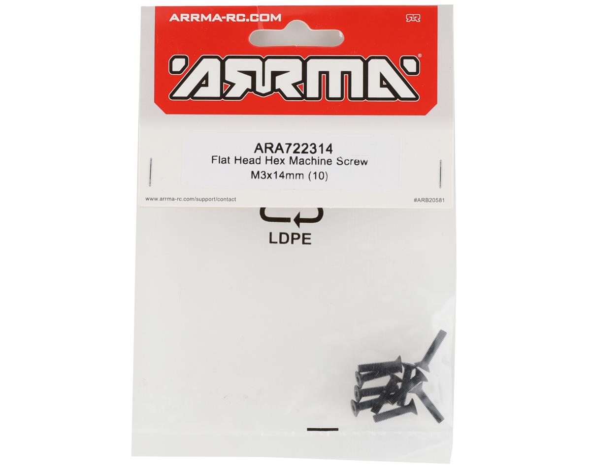 ARA722314 Arrma M3x14mm Flat Head Hex Machine Screw, 10pcs, AR722314 ARRMA