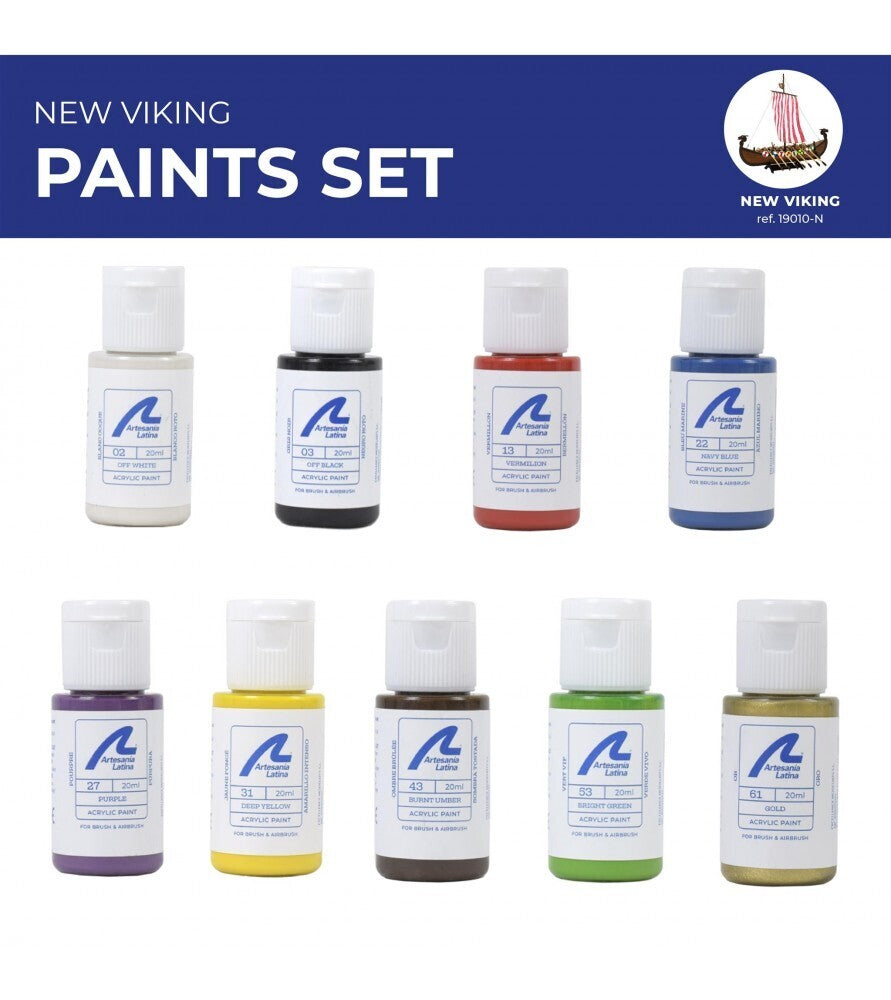 Artesania Paint Set for Ship Model #19001 Viking (20ml x 9 Bottles)