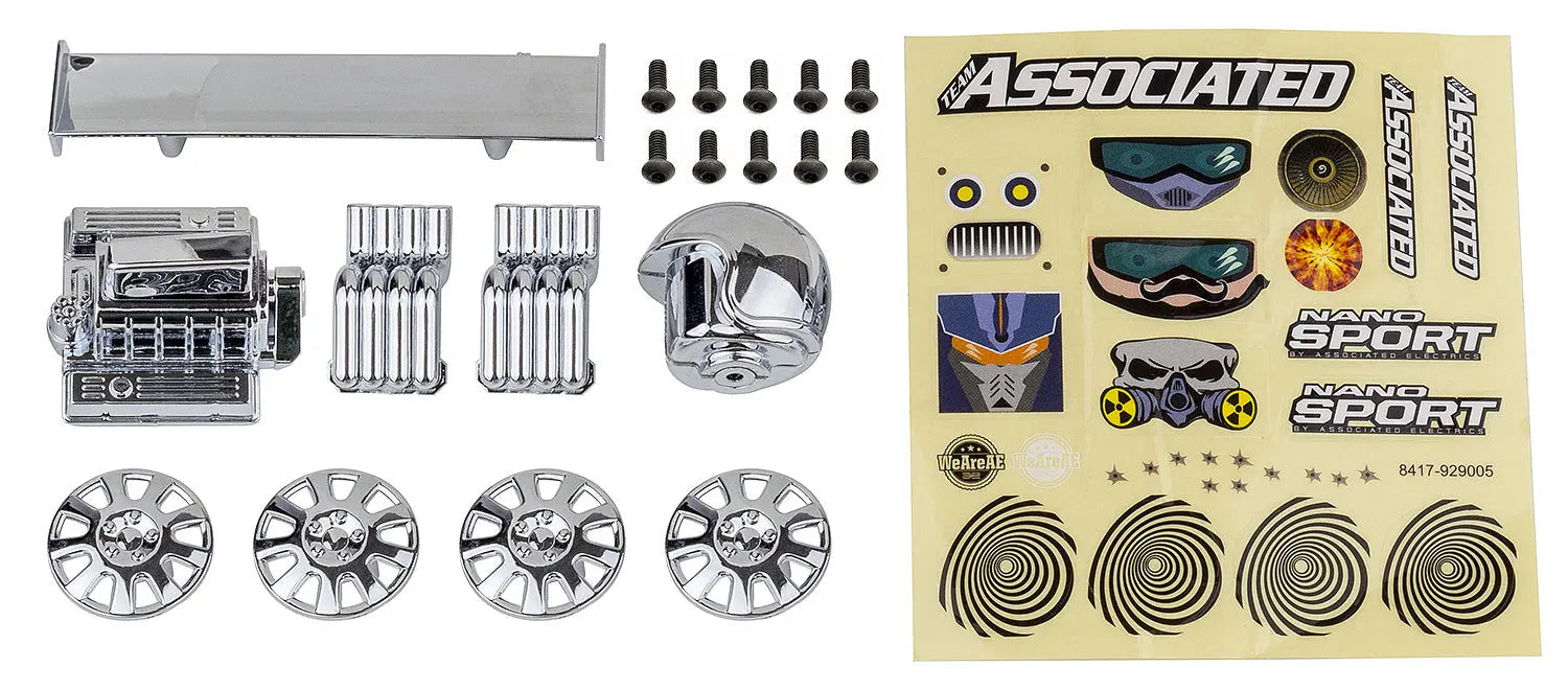 ASS21618 NanoSport Race Pack, chrome Team Associated