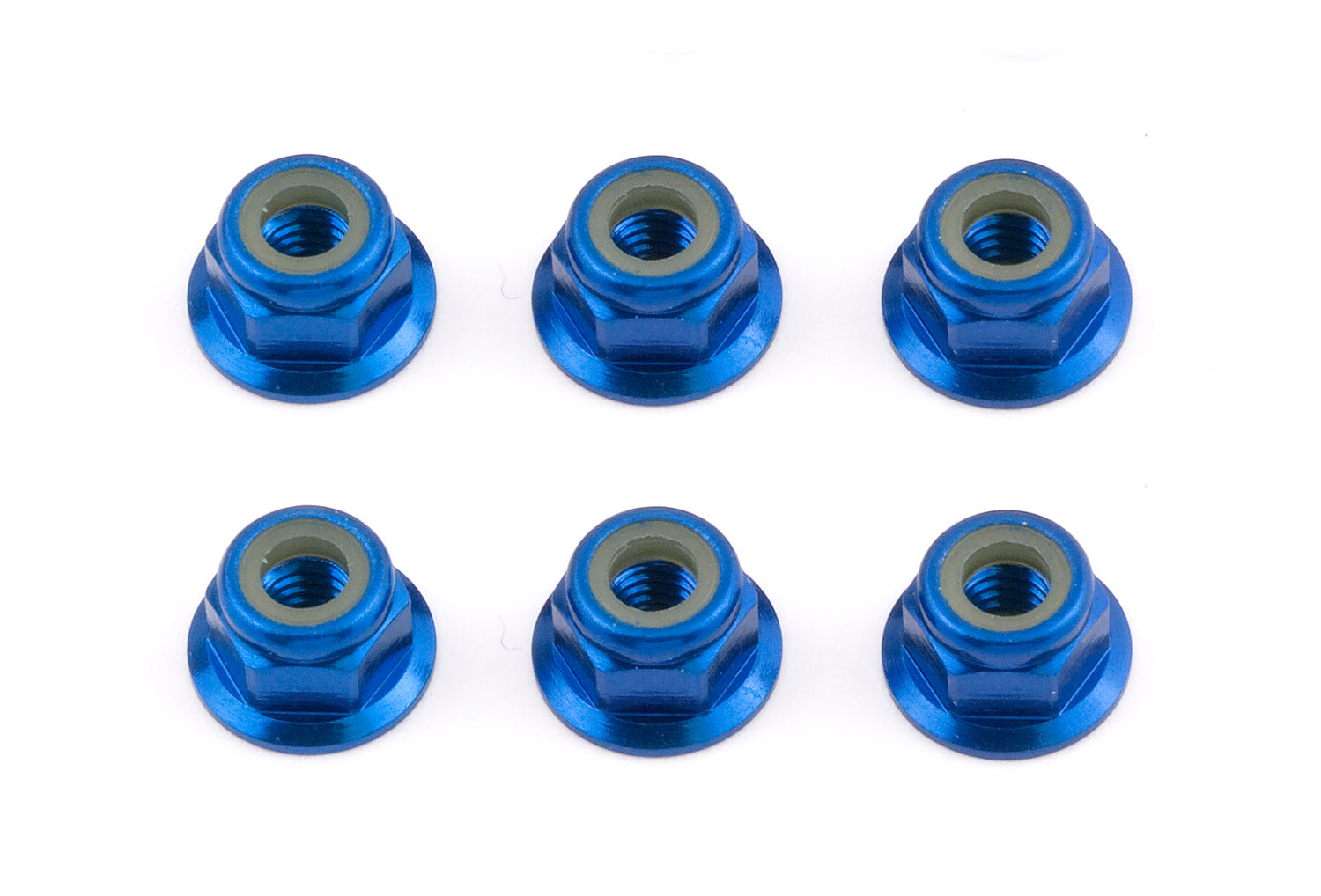ASS31551 FT Locknuts, M4 blue aluminum, flanged Team Associated