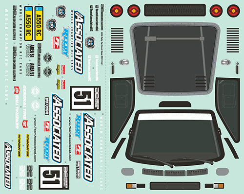 ASS31913 Apex2 Sport, A550 Decal Sheet Team Associated