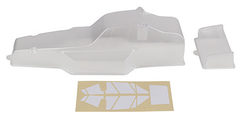 ASS6159 RC10 Protech Body and Wing, clear, with window masks Team Associated