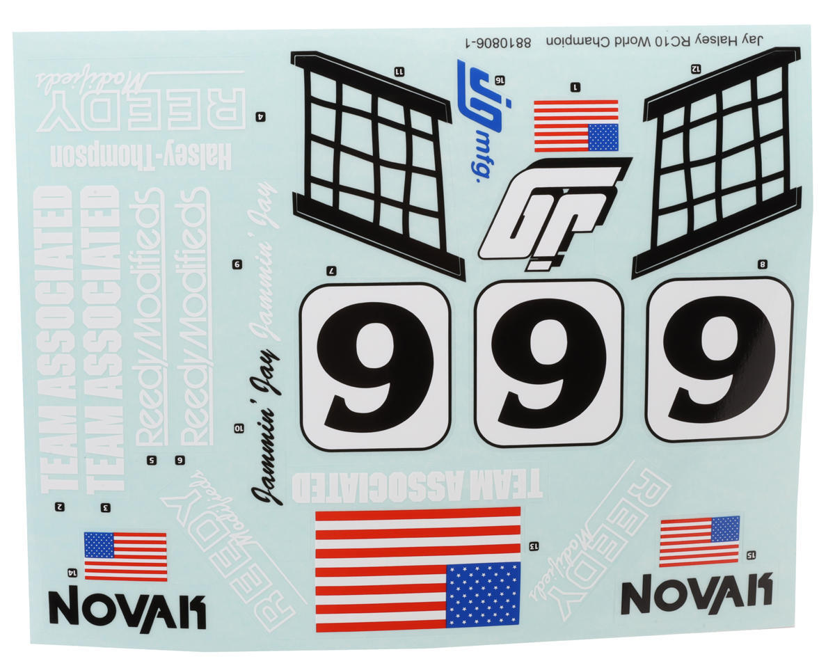 ASS6398 RC10 JAY HALSEY WC DECAL SHEET TEAM ASSOCIATED