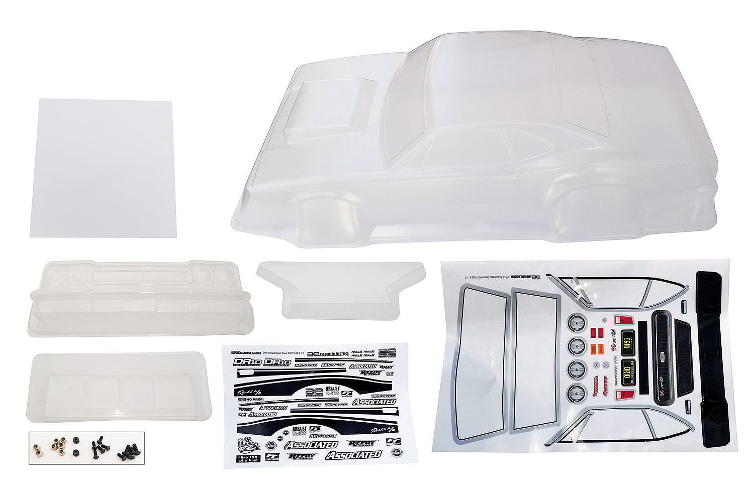 ASS71082 DR10 Reakt Drag Body, clear Team Associated