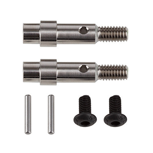 ASS71181 RC10B6 FT Hex Adapter Front Axles, titanium Team Associated