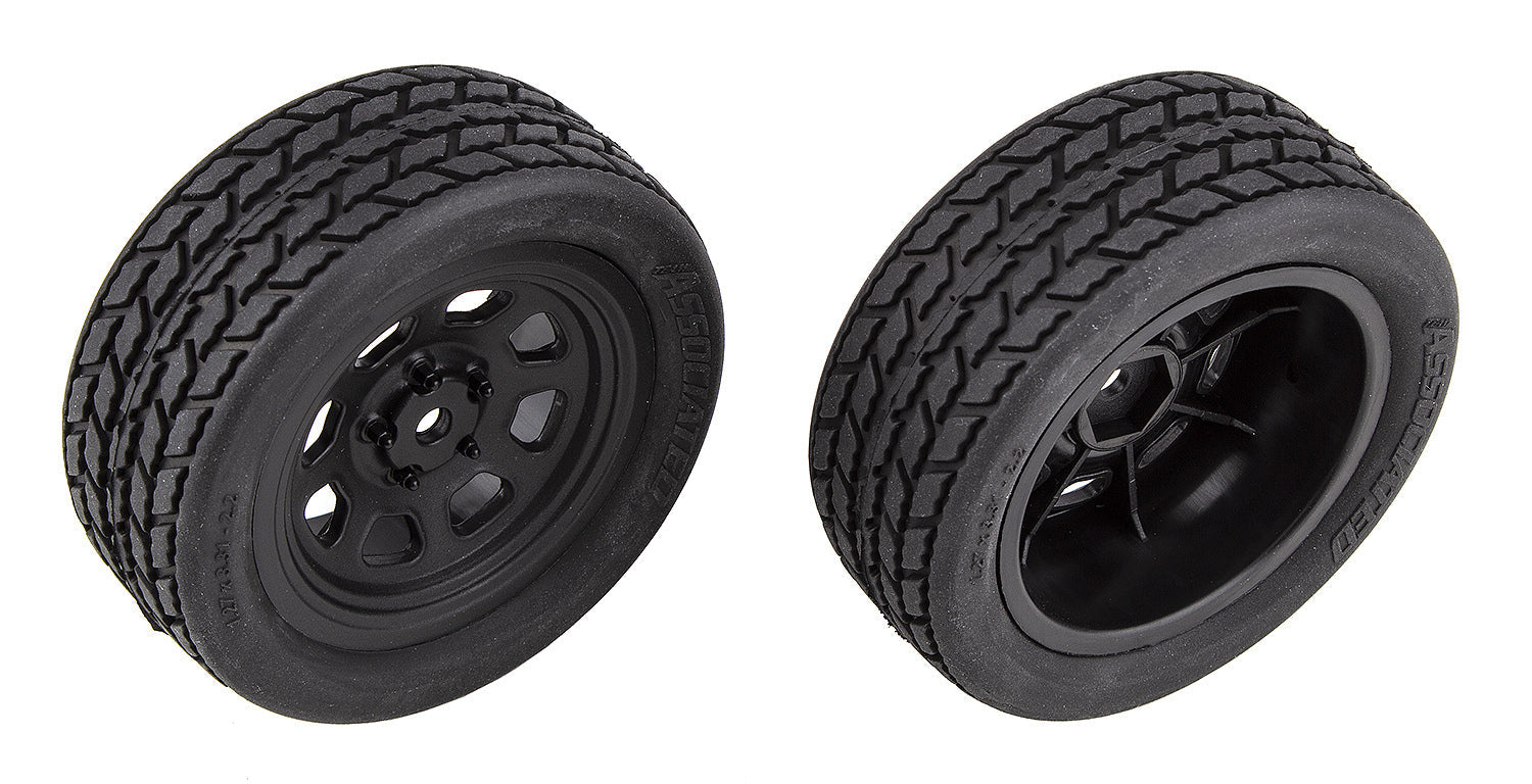 ASS71194 SR10 Front Wheels with Street Stock Tires, mounted Team Associated