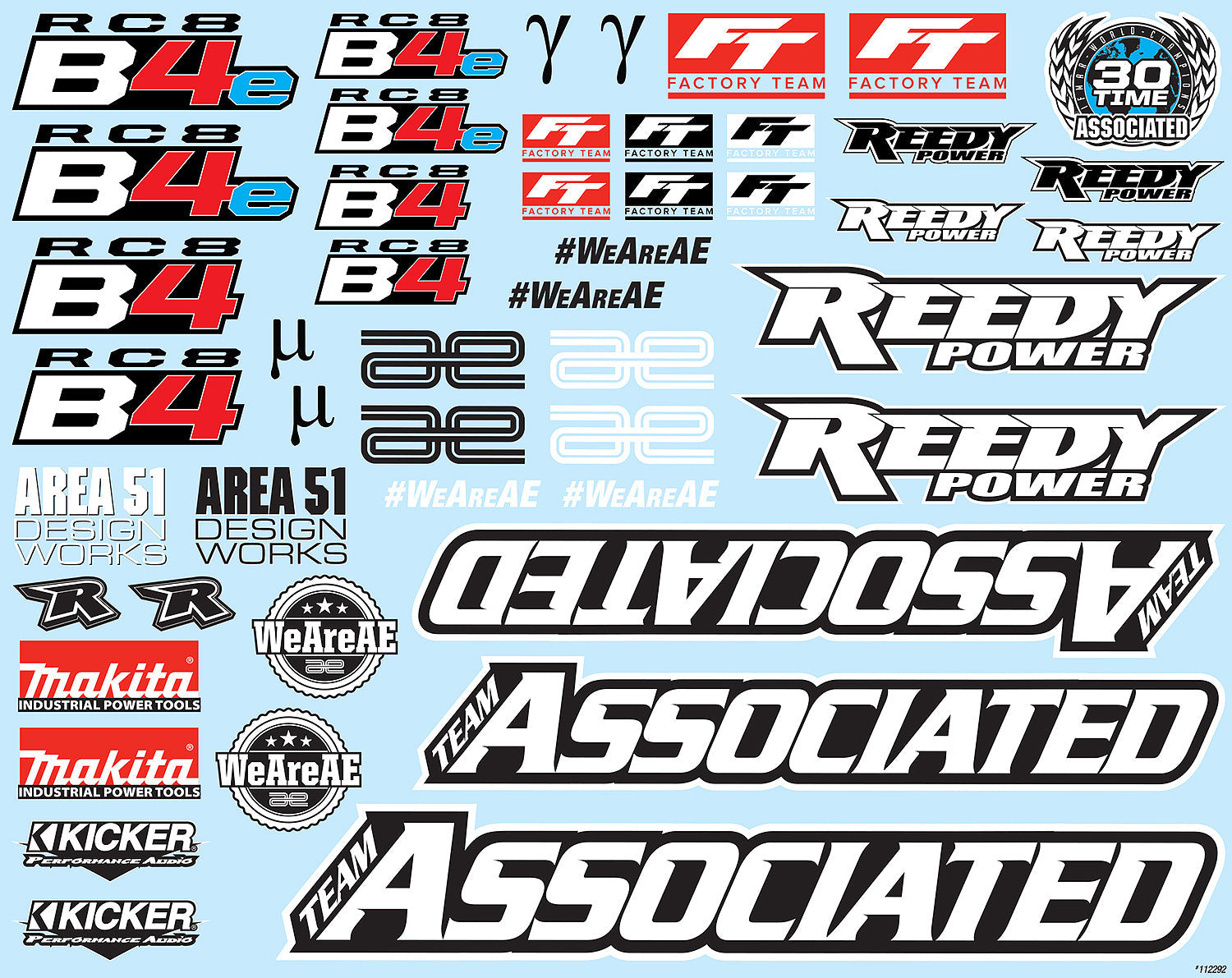 ASS81588 RC8B4 Decal Sheet Team Associated