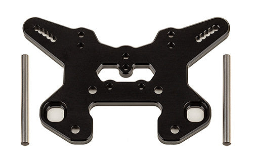 ASS81624 RC8T4 Front Shock Tower V2, black aluminum Team Associated