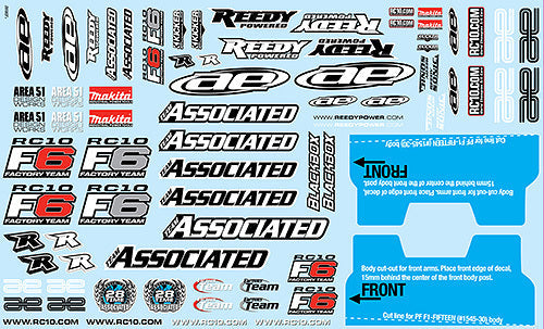 ASS8690 RC10F6 Decal Sheet Team Associated