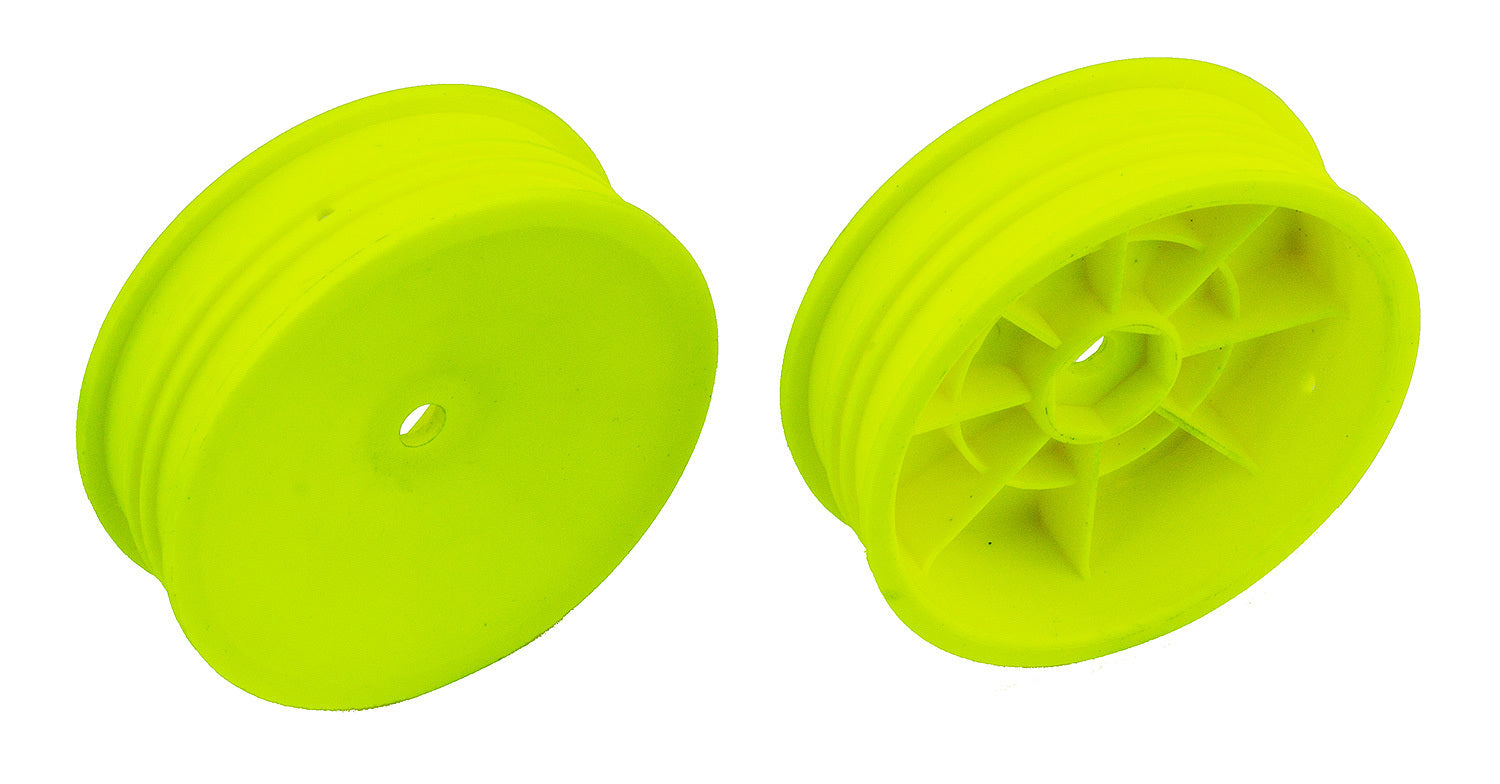 ASS91758 2WD Slim Front Wheels, 2.2 in, 12 mm Hex, yellow Team Associated