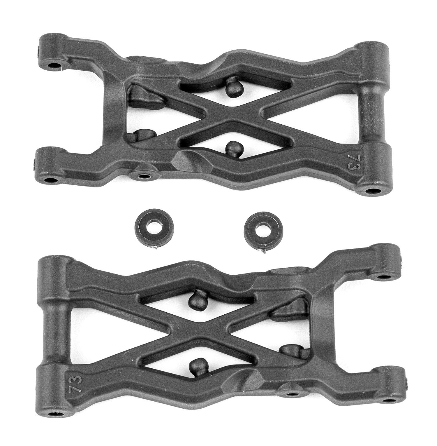 ASS91873 RC10B6.2 FT Rear Suspension Arms 73mm, carbon Team Associated