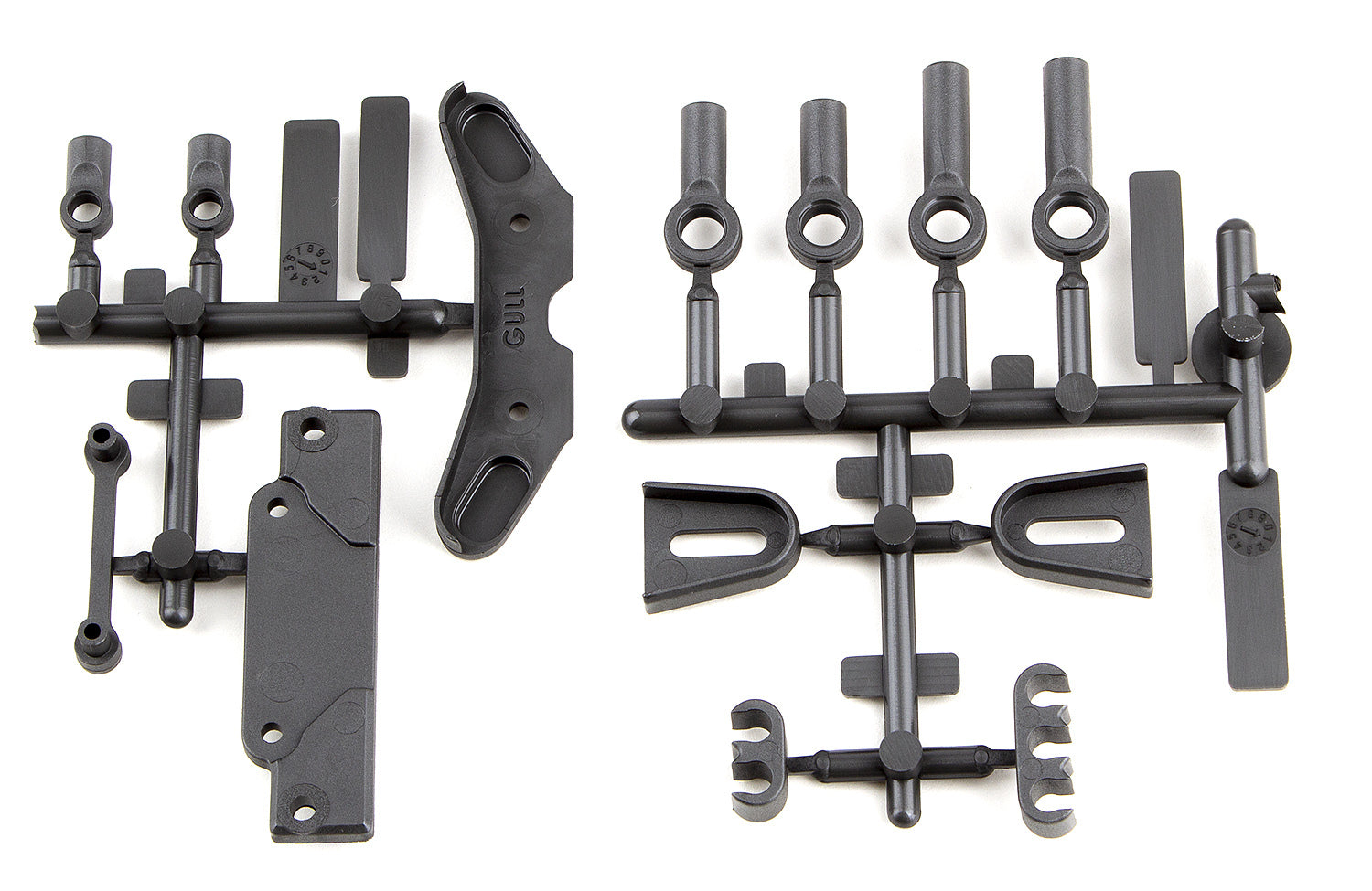 ASS91885 RC10B6.3 Servo Mount Brace, Tower Covers, Wire Clips, Rod Ends Team Associated