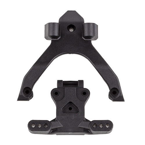 ASS92404 RC10B7 FT Top Plate and Ballstud Mount, carbon Team Associated