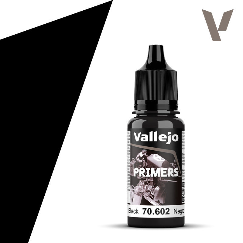 AV70602 Vallejo Surface Primer Black 18 ml Acrylic Paint - New Formulation Vallejo