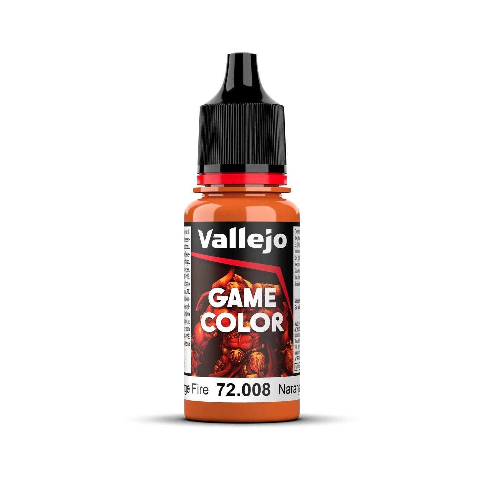 AV72008 Vallejo Game Colour Orange Fire 18ml Acrylic Paint - New Formulation Vallejo