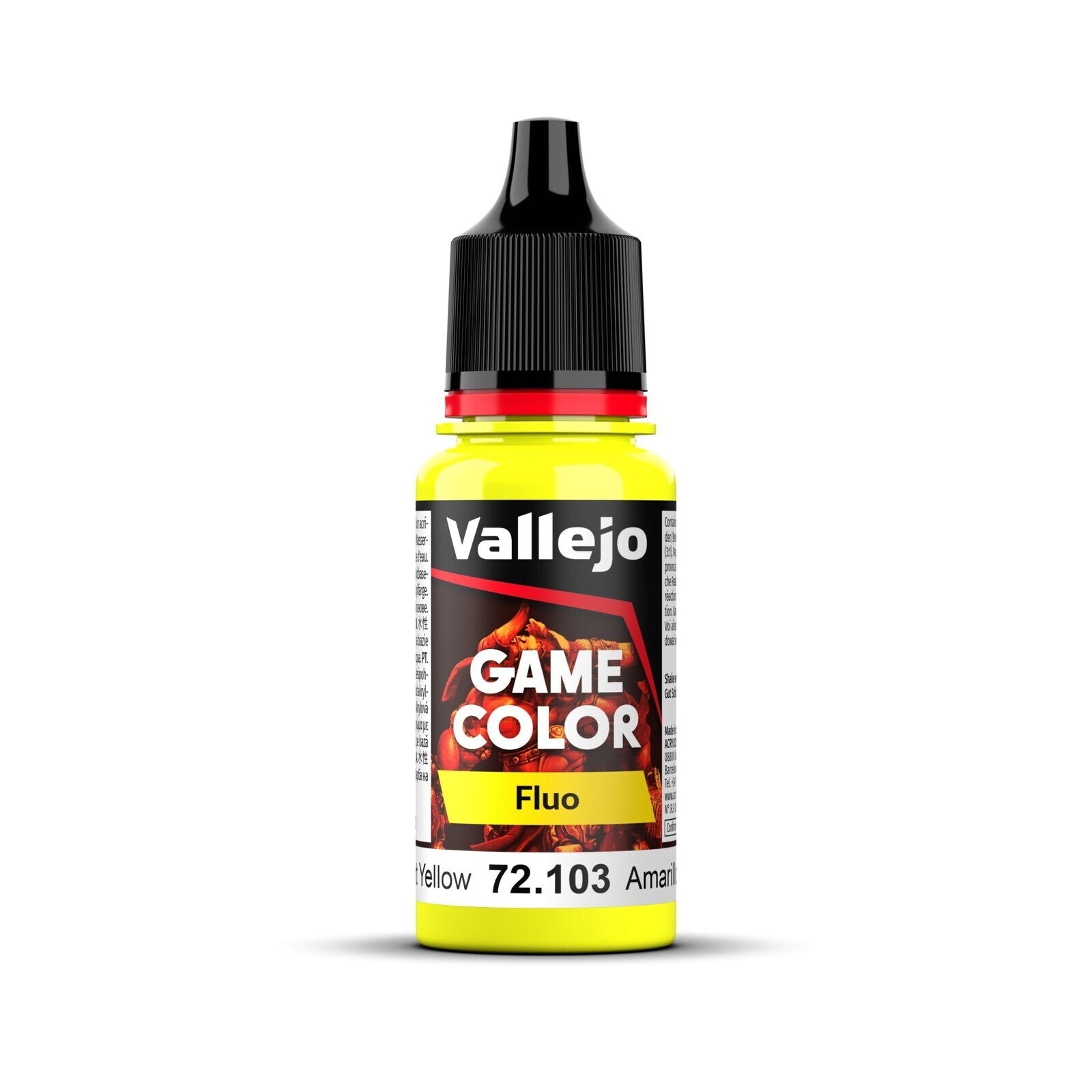 AV72103 Vallejo Game Colour Fluorescent Yellow 18ml Acrylic Paint - New Formulation Vallejo