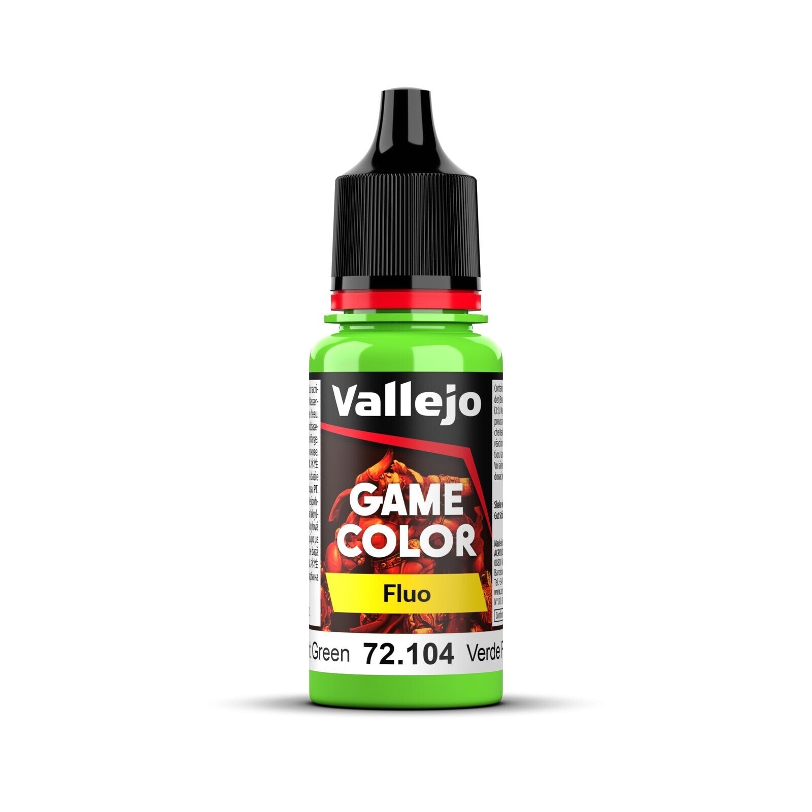 AV72104 Vallejo Game Colour Fluorescent Green 18ml Acrylic Paint - New Formulation Vallejo
