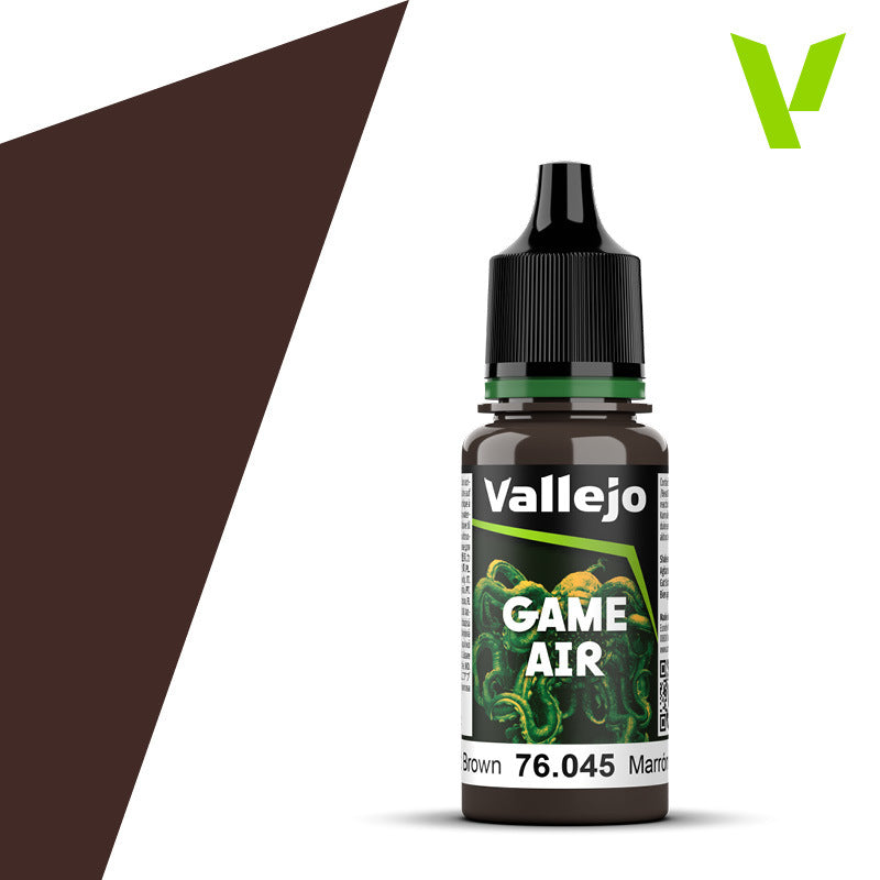 AV76045 Vallejo Game Air Charred Brown 18 ml Acrylic Paint - New Formulation Vallejo