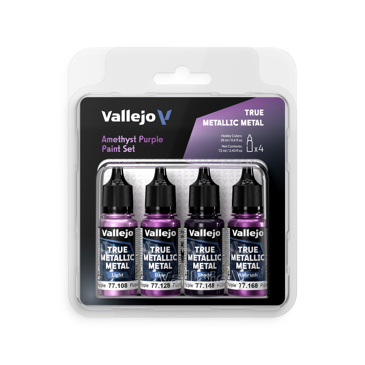 Vallejo True Metallic Metal Amethyst Purple - 4 Colour Paint Set AV77255