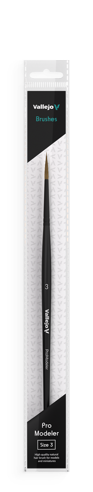 AVB01003 Vallejo Hobby Brushes: Pro Modeler Natural Hair Round Brush No. 3 Vallejo