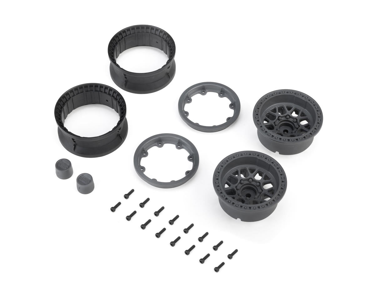 Axial 1.9" KMC Grenede Beadlock Wheels, 2pcs, Gray - AXI-4688