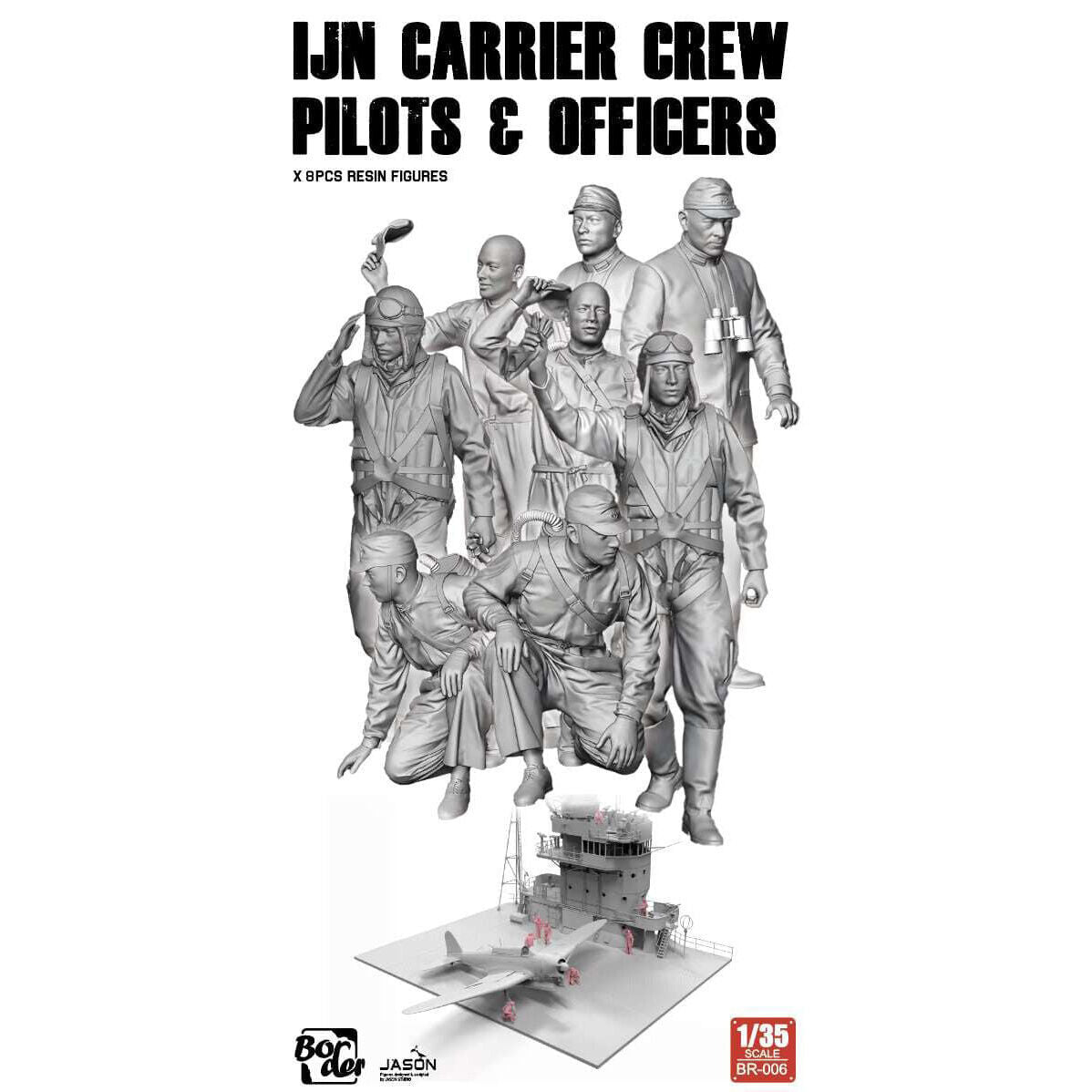 Border Model 1/35 IJN Carrier Crew Pilots & Officers Plastic Model Kit BDM-BR006
