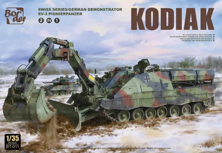 Border Model 1/35 Kodiak Swiss Series/German Demonstrator AEV-3 Pionierpanzer (2 in 1) Plastic Model Kit BDM-BT011