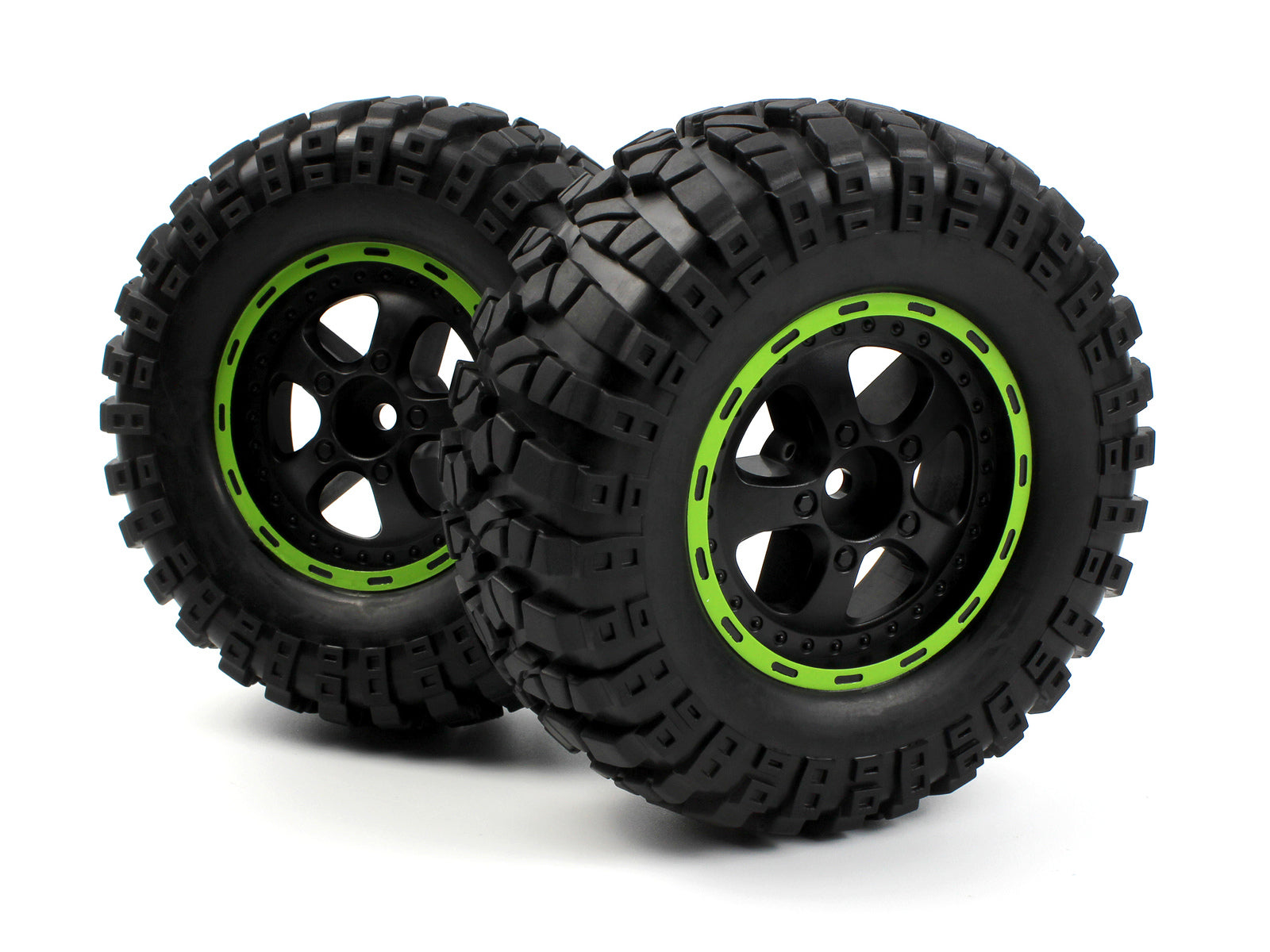 BZ540183 Blackzon Smyter Desert Wheels/Tires Assembled (Black/Green) BlackZon