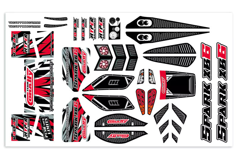 C-00180-1169-R Team Corally - Body Decal Sheet - Spark XB6 - Red - 1 pc Team Corally