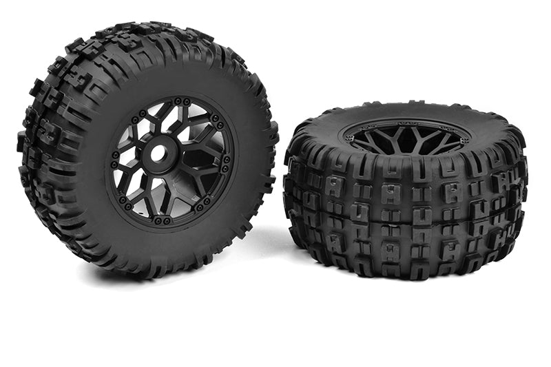 C-00180-612 Team Corally - Off-Road 1/8 MT Tires - Mud Claws - Glued on Black Rims - 1 pair Team Corally
