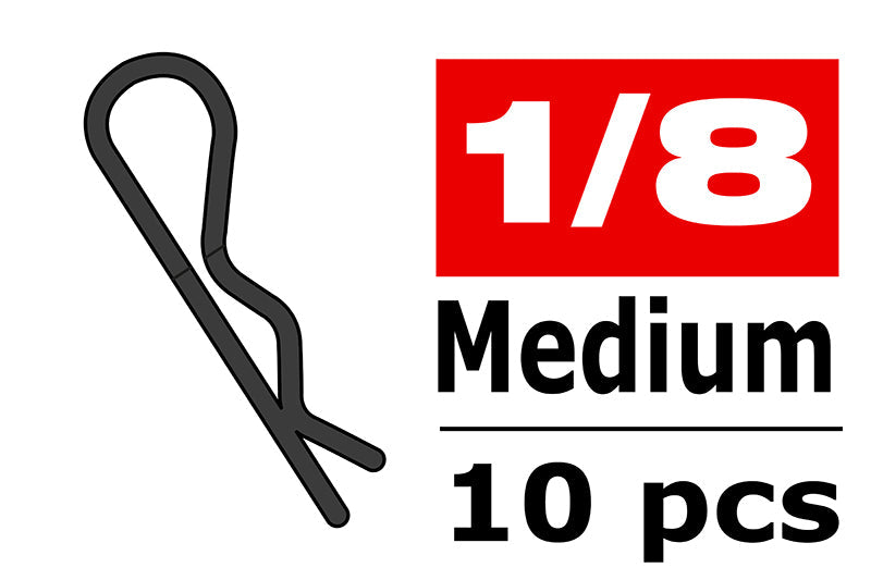 C-35112 Team Corally - Body Clips - 45° Bent - Medium - Black - 10 pcs Team Corally