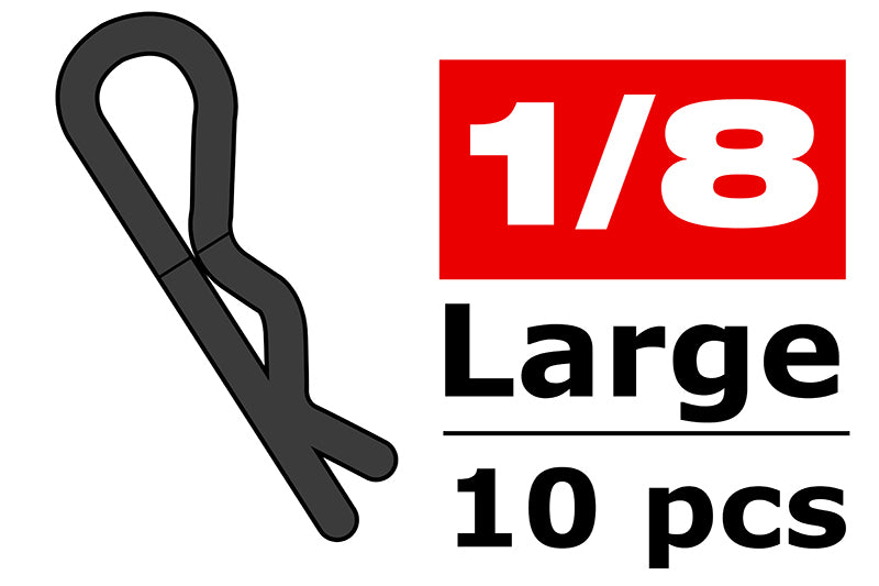 C-35122 Team Corally - Body Clips - 45° Bent - Large - Black - 10 pcs Team Corally
